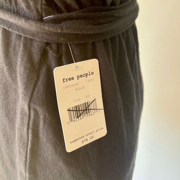 Free People Ballerina Short Romper NWT Size XS black linen blend miniamlist - Picture 3 of 6